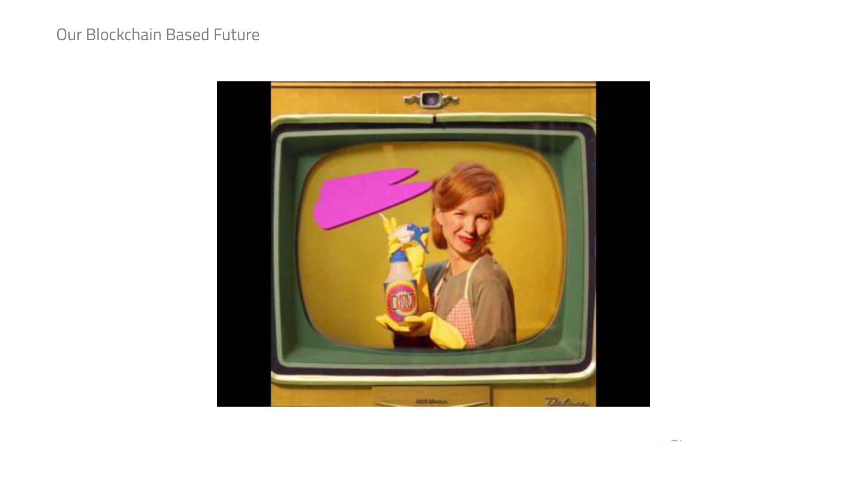 A retro television, a metaphor for a technology whose real uses were not yet obvious.