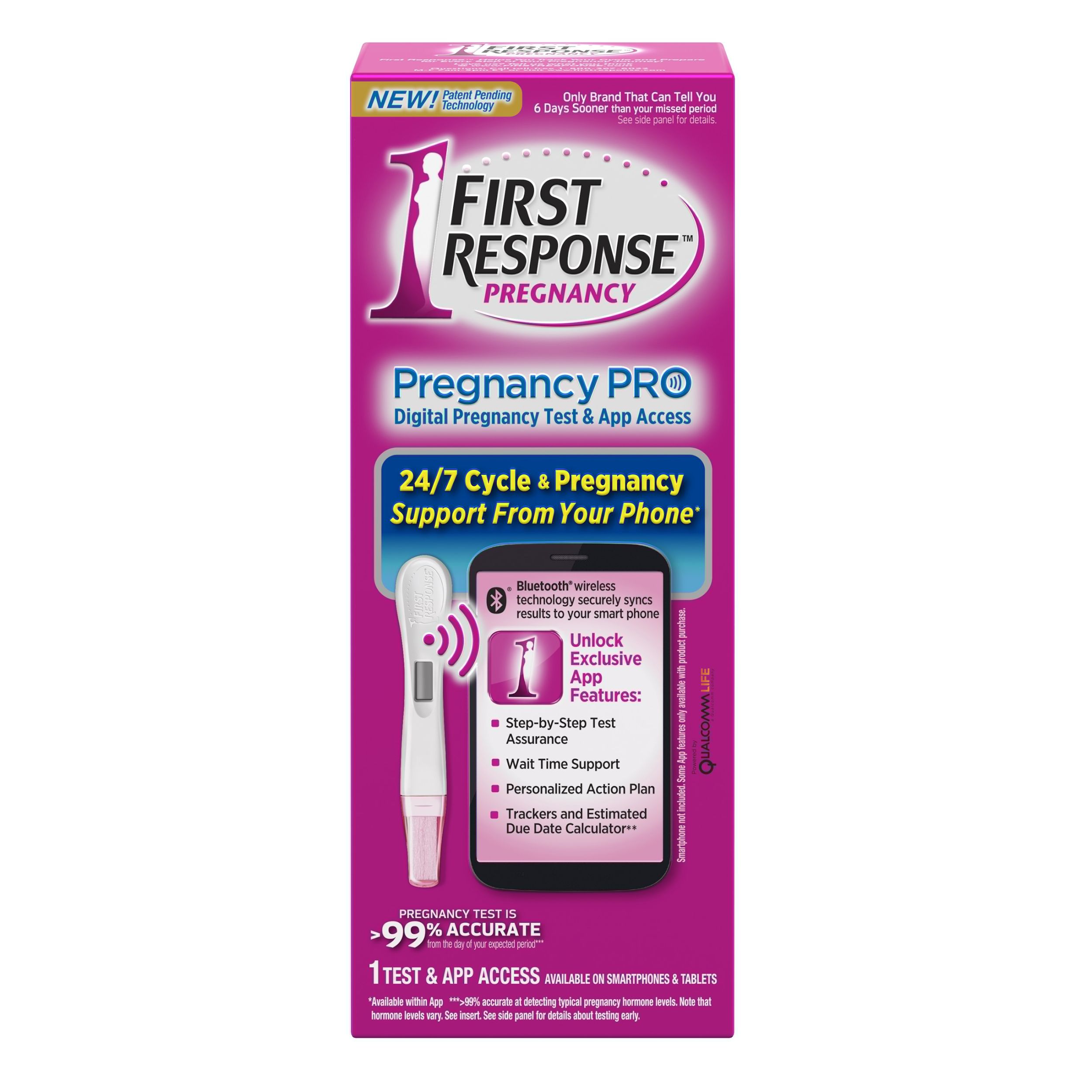 A First Response connected pregnancy test.