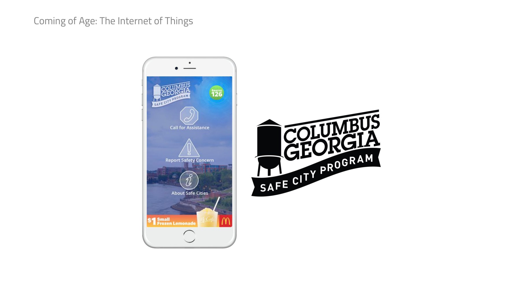 The Columbus, Georgia Safe City program shown on a phone.